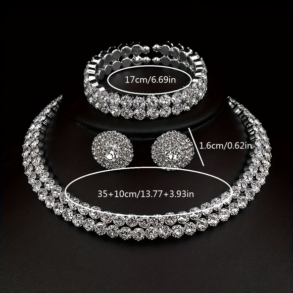 Sterling Silver Sparkle: Earrings, Necklace & Bracelet Set - Picture 3 of 7